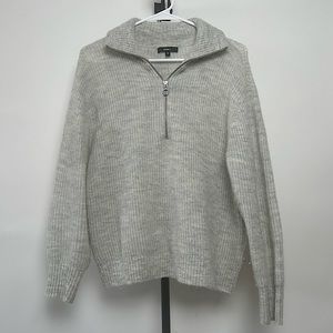 Quince women’s “Baby Alpaca-Wool Quarter Zip” in light grey color, size S